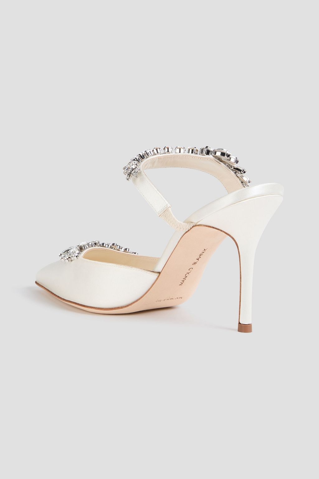 MANOLO BLAHNIK 루럼 크리스털 장식 새틴 뮬
