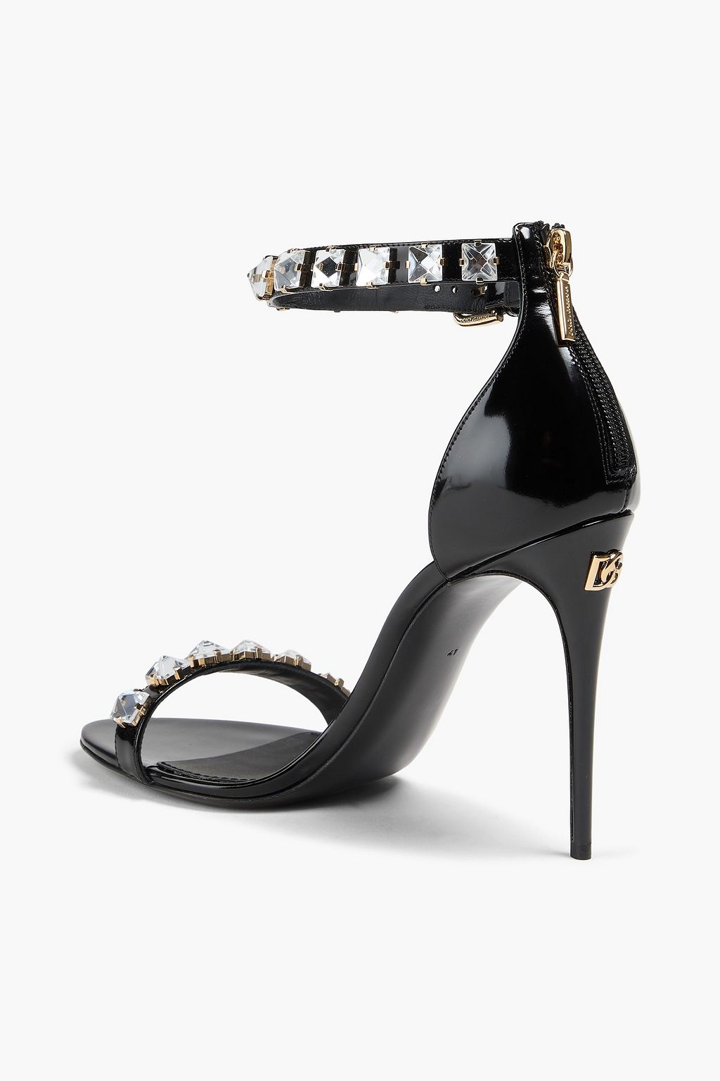 DOLCE&GABBANA Crystal-embellished patent-leather sandals