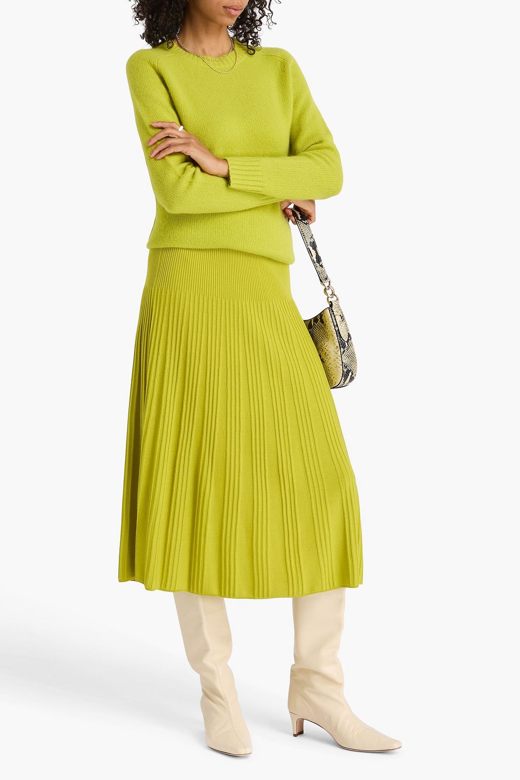 JOSEPH Ribbed merino wool midi skirt