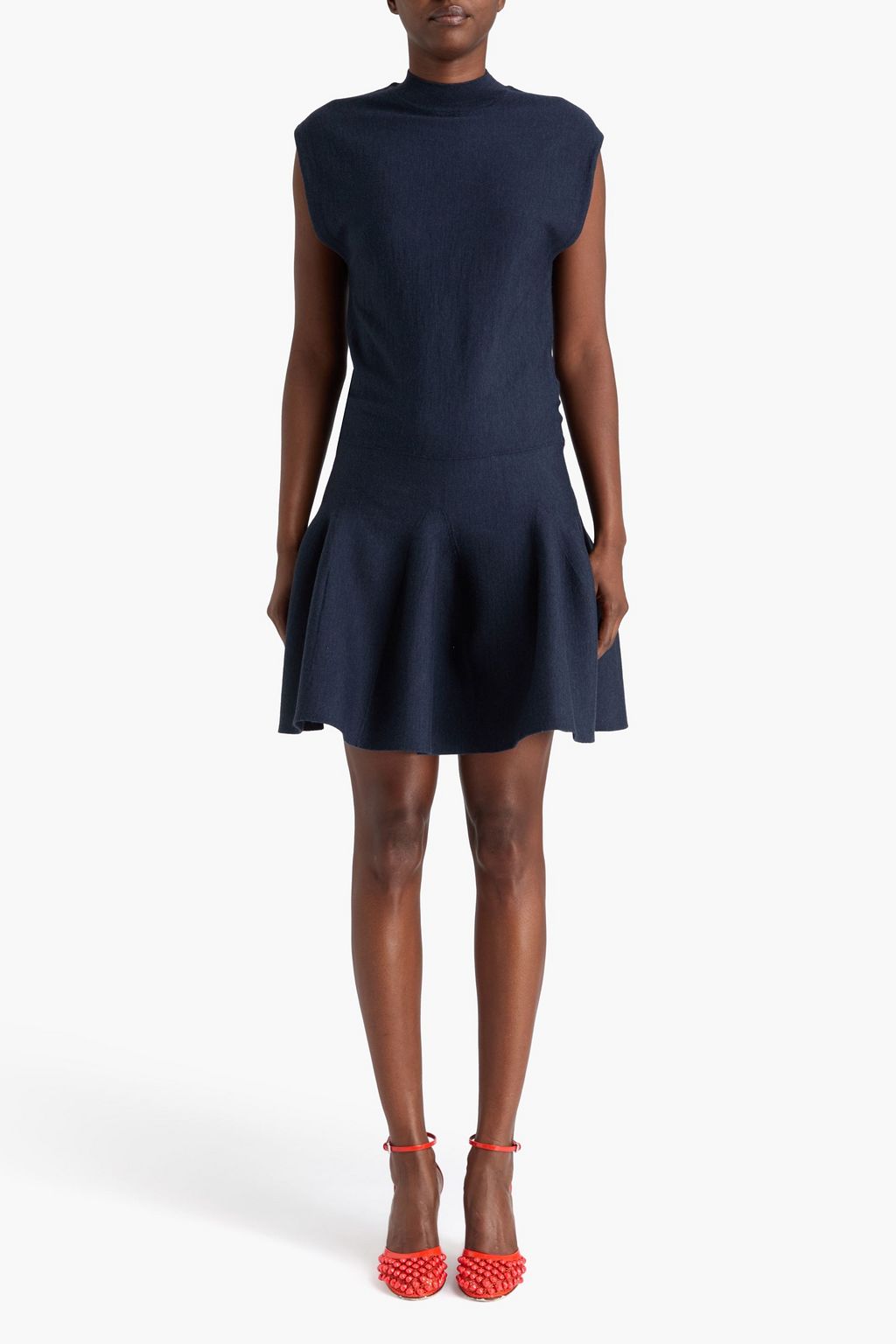 ALAÏA ウール混 ミニワンピース ひだ入り