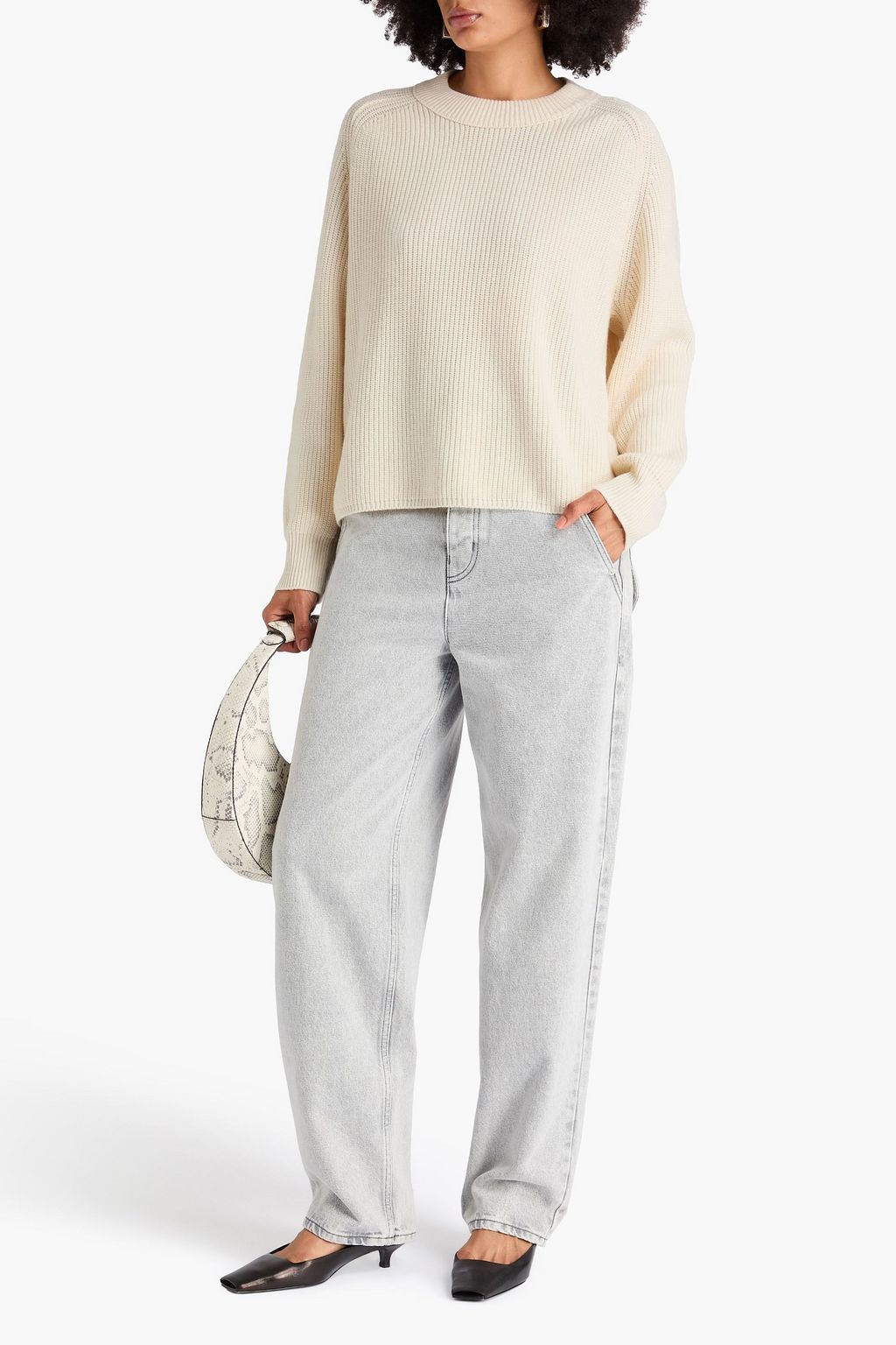 JOSEPH Ribbed wool, silk and cashmere-blend sweater