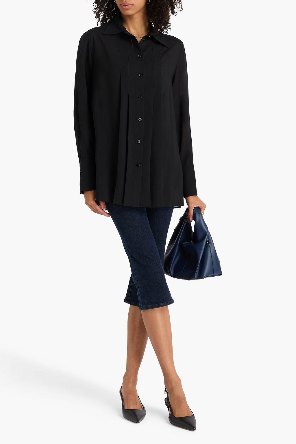 JOSEPH Lili pleated wool-blend shirt