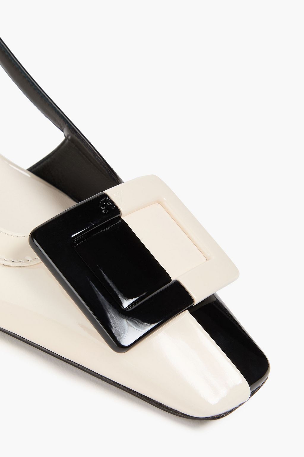 ROGER VIVIER Buckle-embellished two-tone patent-leather slingback pumps