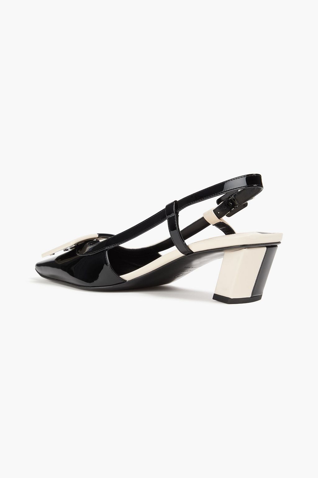 ROGER VIVIER Buckle-embellished two-tone patent-leather slingback pumps