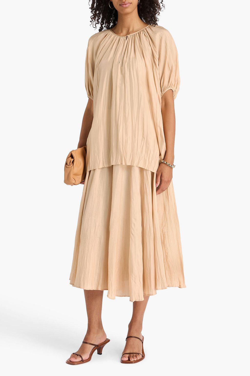 JOSEPH Birela plissé silk-habotai top