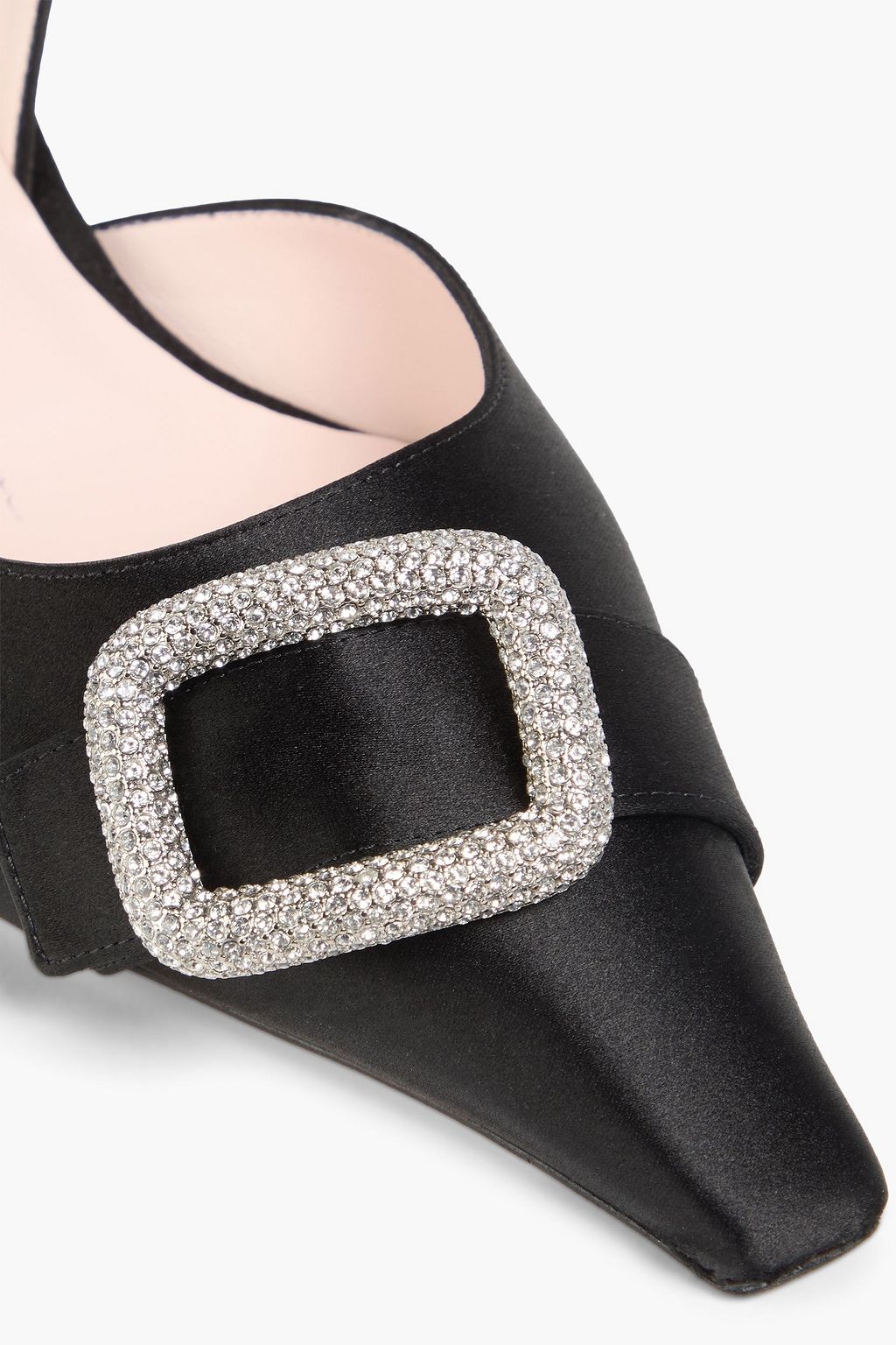ROGER VIVIER D'Orsay embellished satin slingback pumps