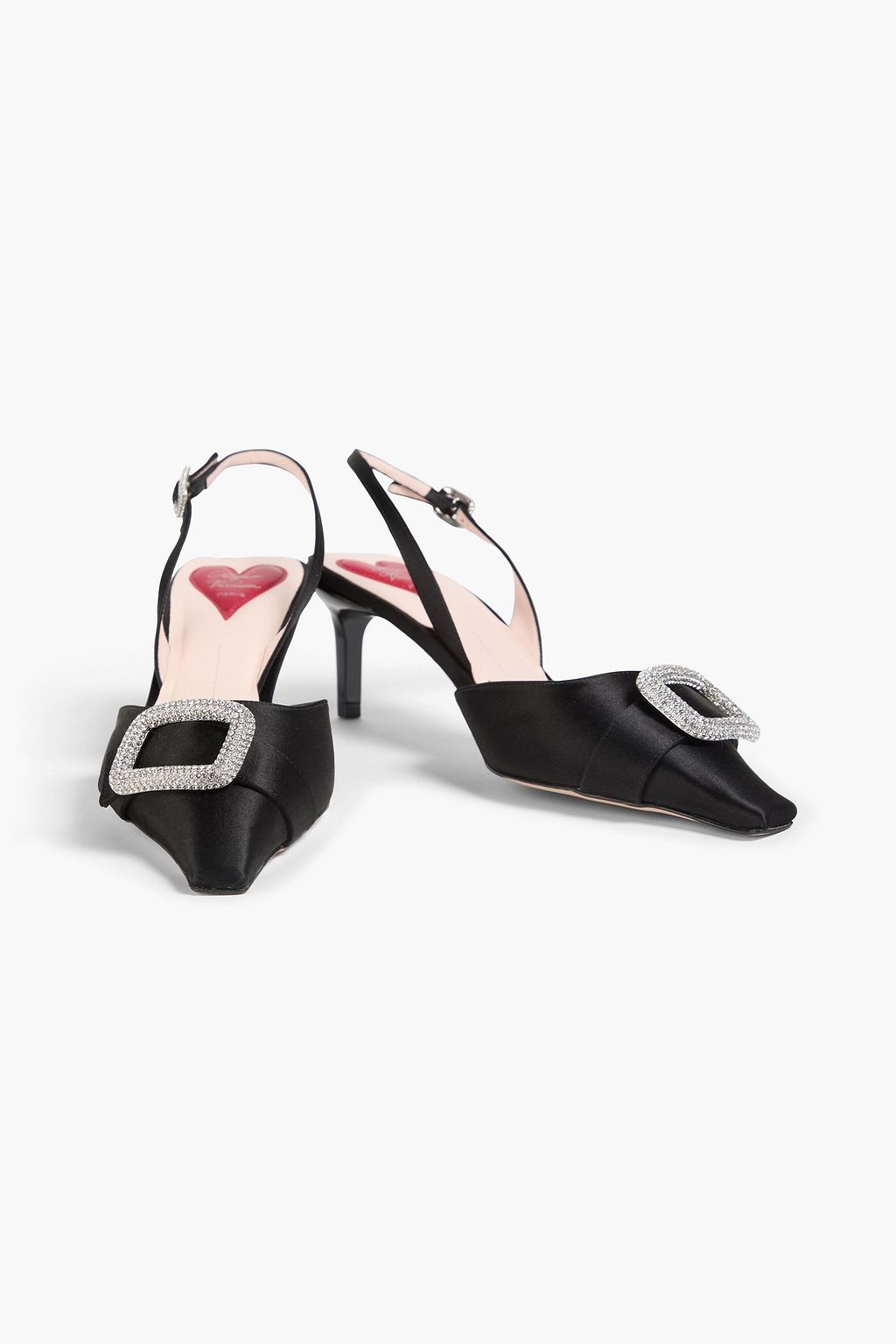 ROGER VIVIER D'Orsay embellished satin slingback pumps