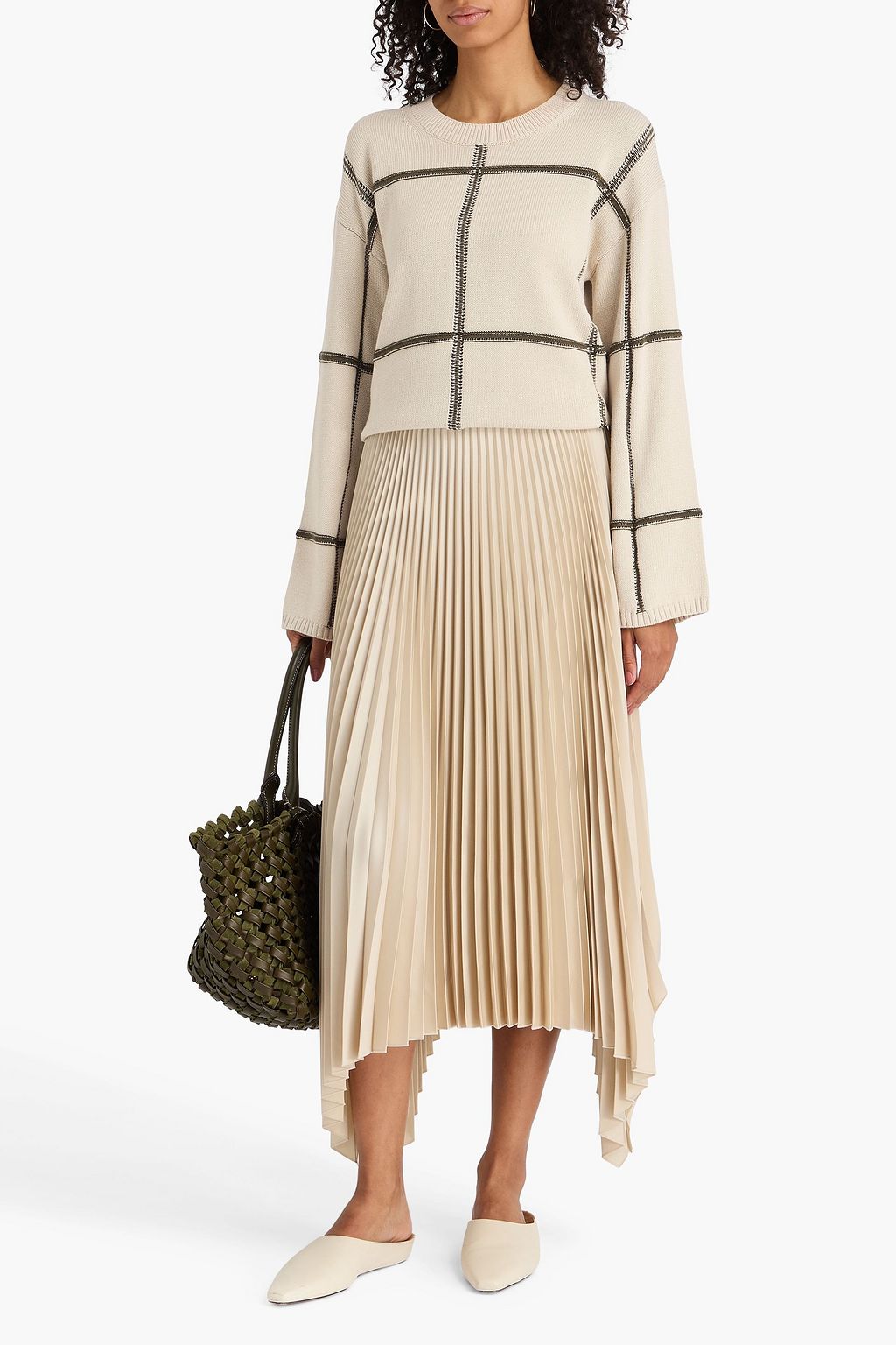 JOSEPH Checked cotton and silk-blend sweater