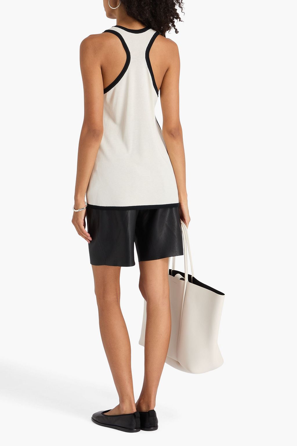 JOSEPH Striped jacquard-knit cotton and silk-blend tank