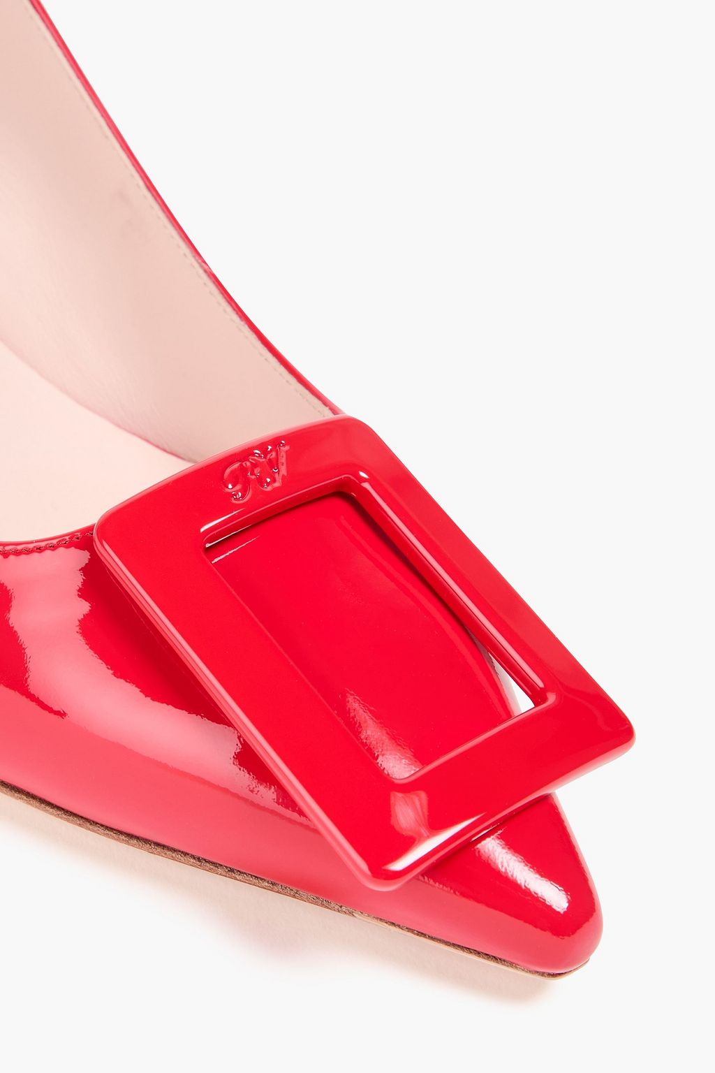 ROGER VIVIER Virgule buckle-embellished patent-leather slingback pumps