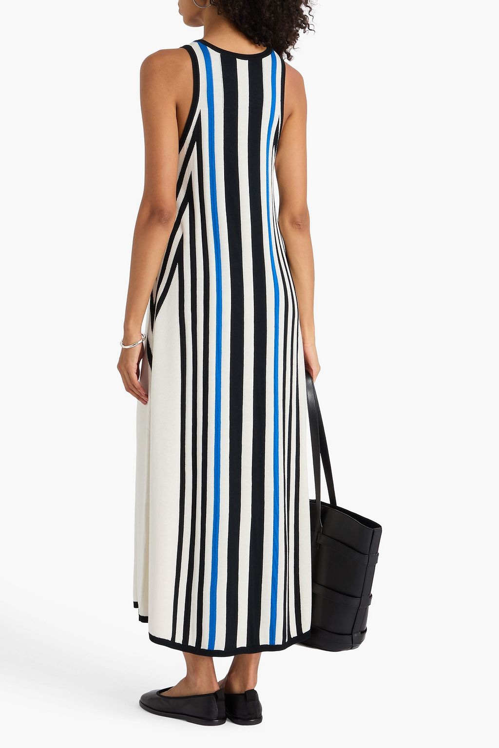 JOSEPH Striped jacquard-knit cotton and silk-blend midi dress
