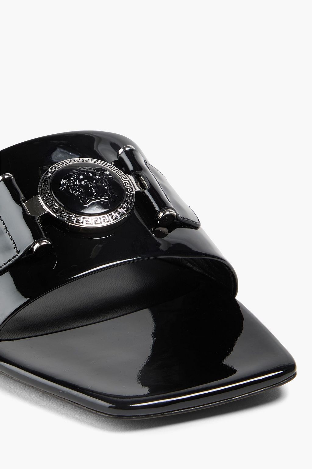 VERSACE Medusa embellished patent-leather slides
