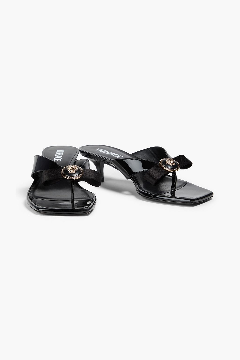 VERSACE Gianni Ribbon patent-leather mules