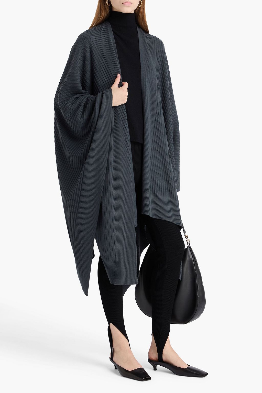 JOSEPH Ribbed merino wool poncho