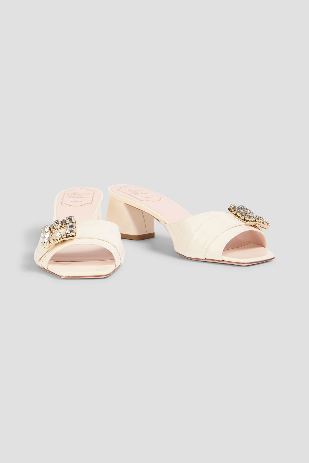 ROGER VIVIER Tres Vivier embellished patent-leather mules