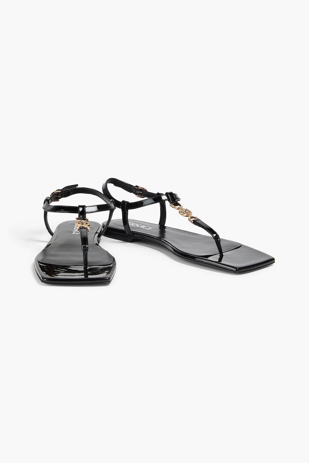 VERSACE Medusa embellished patent-leather sandals