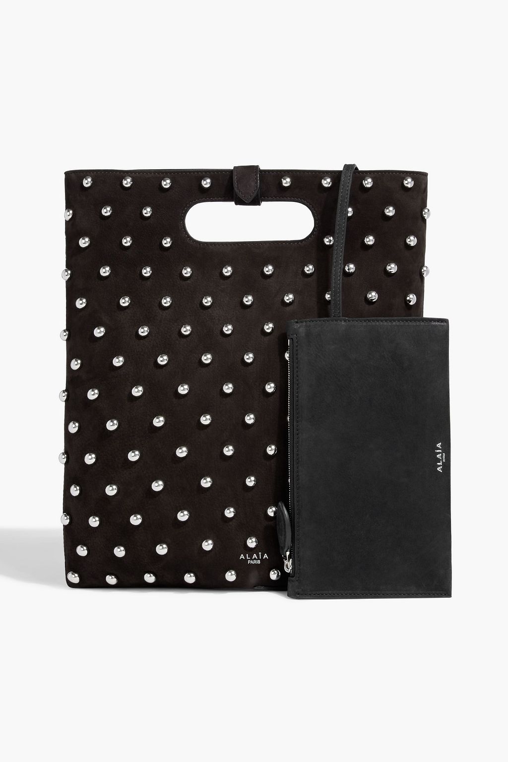 ALAÏA Folded studded suede tote