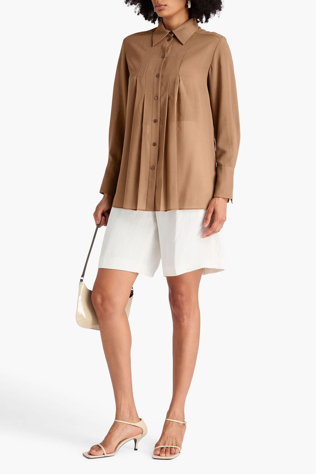 JOSEPH Lili pleated wool-blend shirt