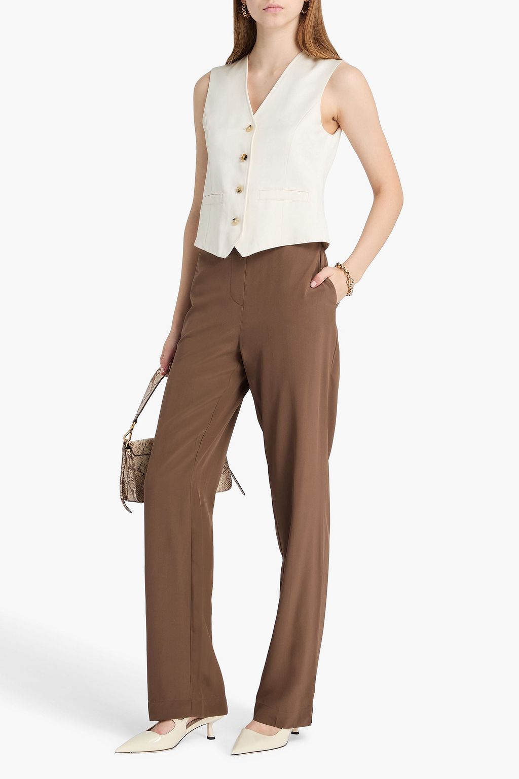 JOSEPH Tova silk crepe de chine straight-leg pants