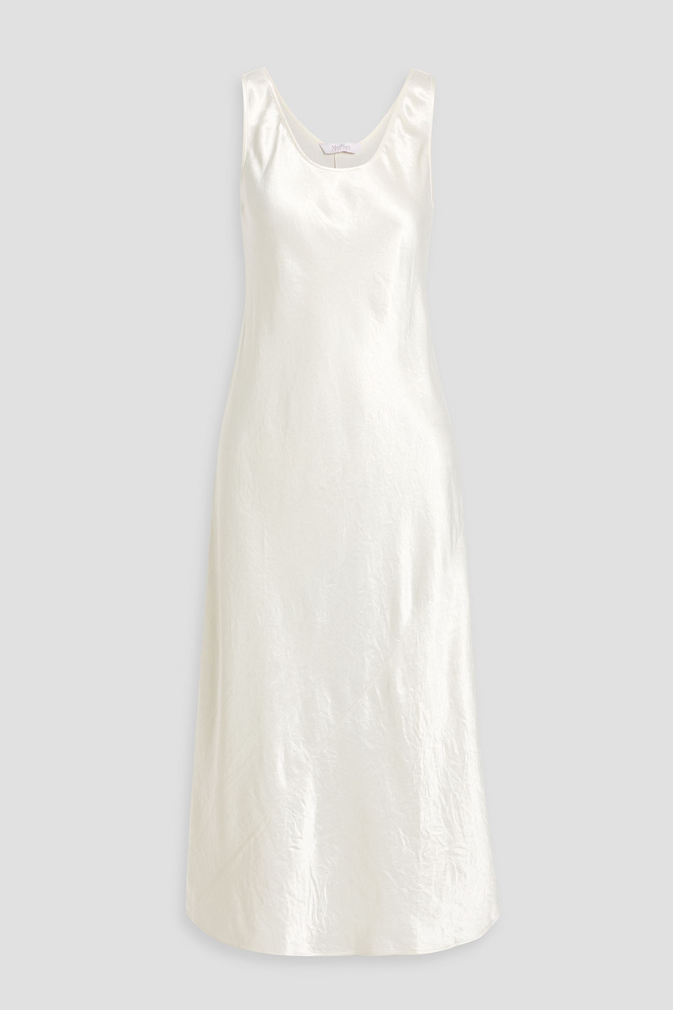 Max Mara Talete Crinkled-satin Midi Dress In White