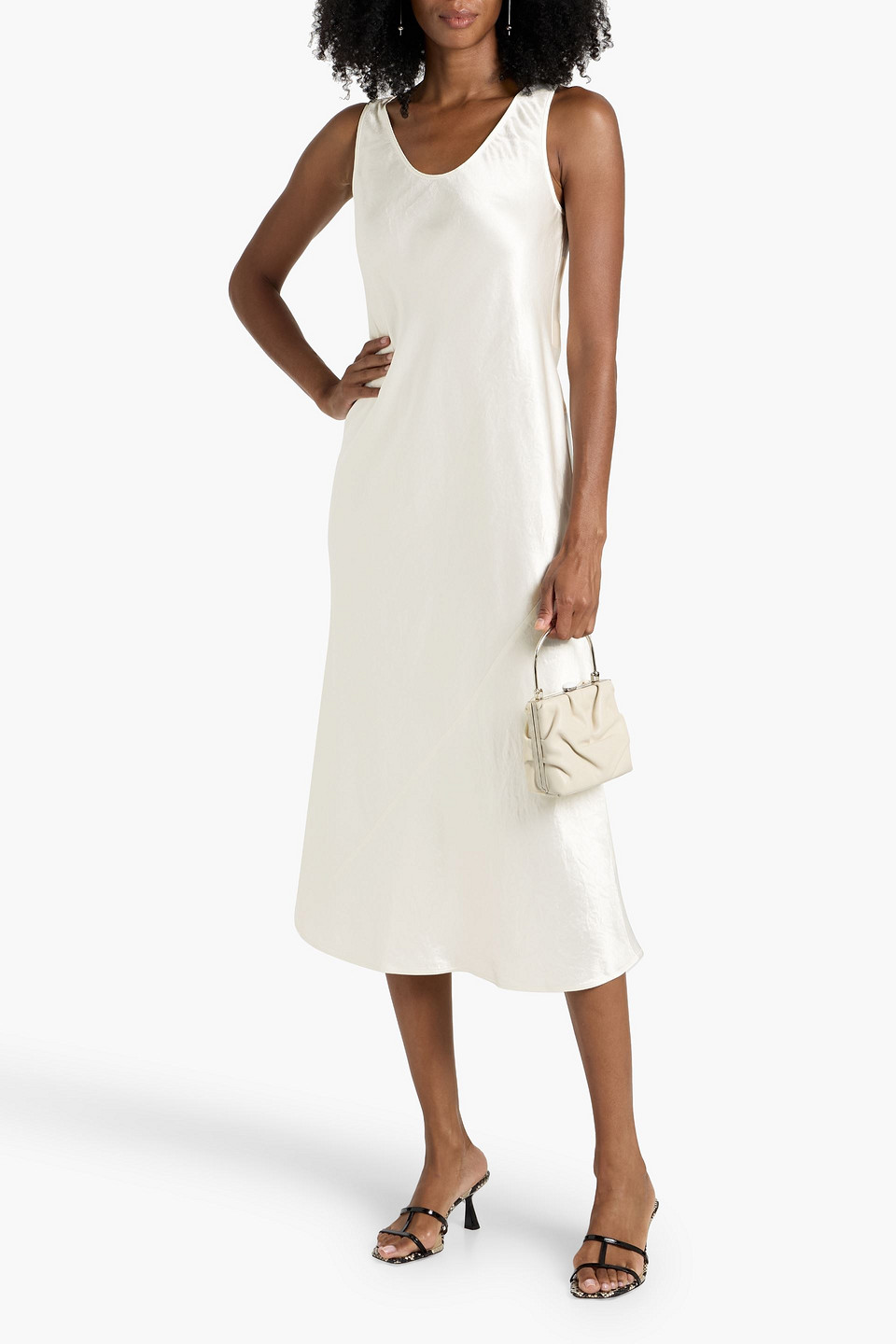 Max Mara Talete Crinkled-satin Midi Dress In White