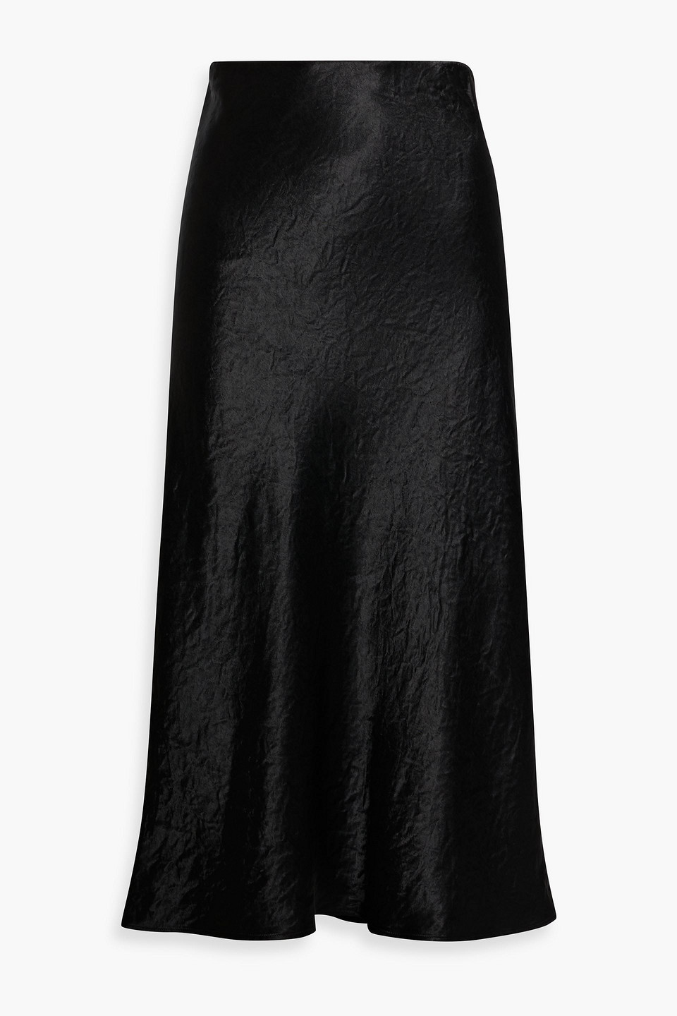 Max Mara Alessio Crinkled-satin Midi Skirt In Black