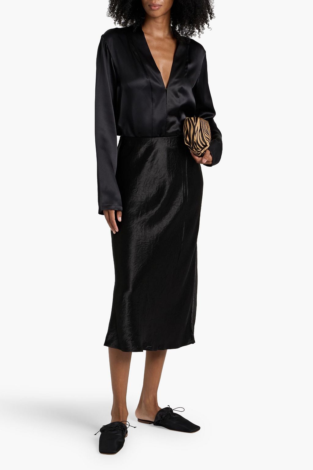 MAX MARA Alessio crinkled-satin midi skirt