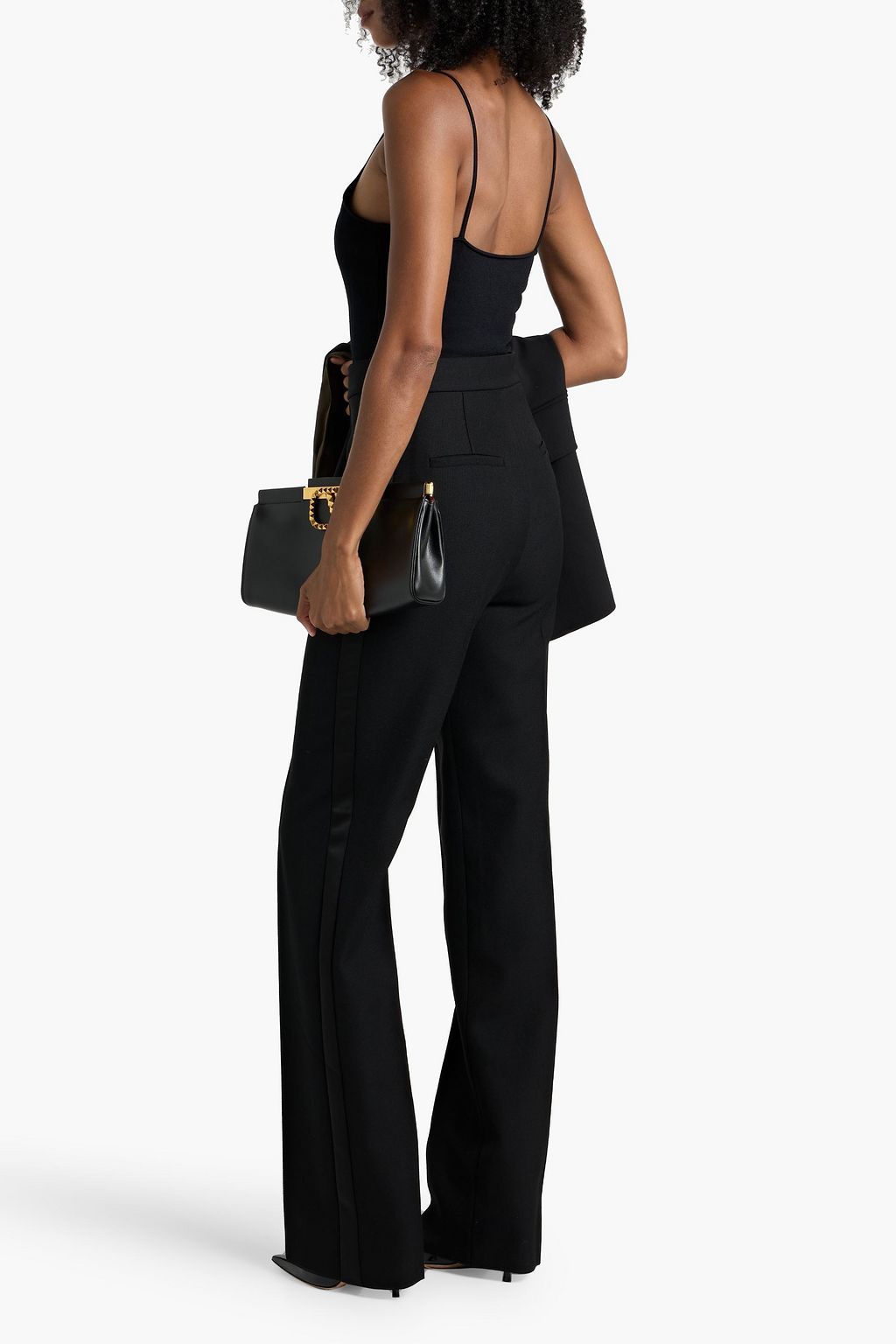 MAX MARA Uccio satin-trimmed grain de poudre wool straight-leg pants