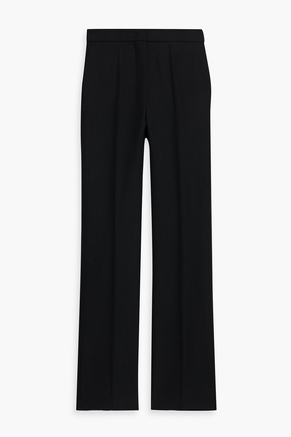 Max Mara Uccio Satin-trimmed Grain De Poudre Wool Straight-leg Pants In Black