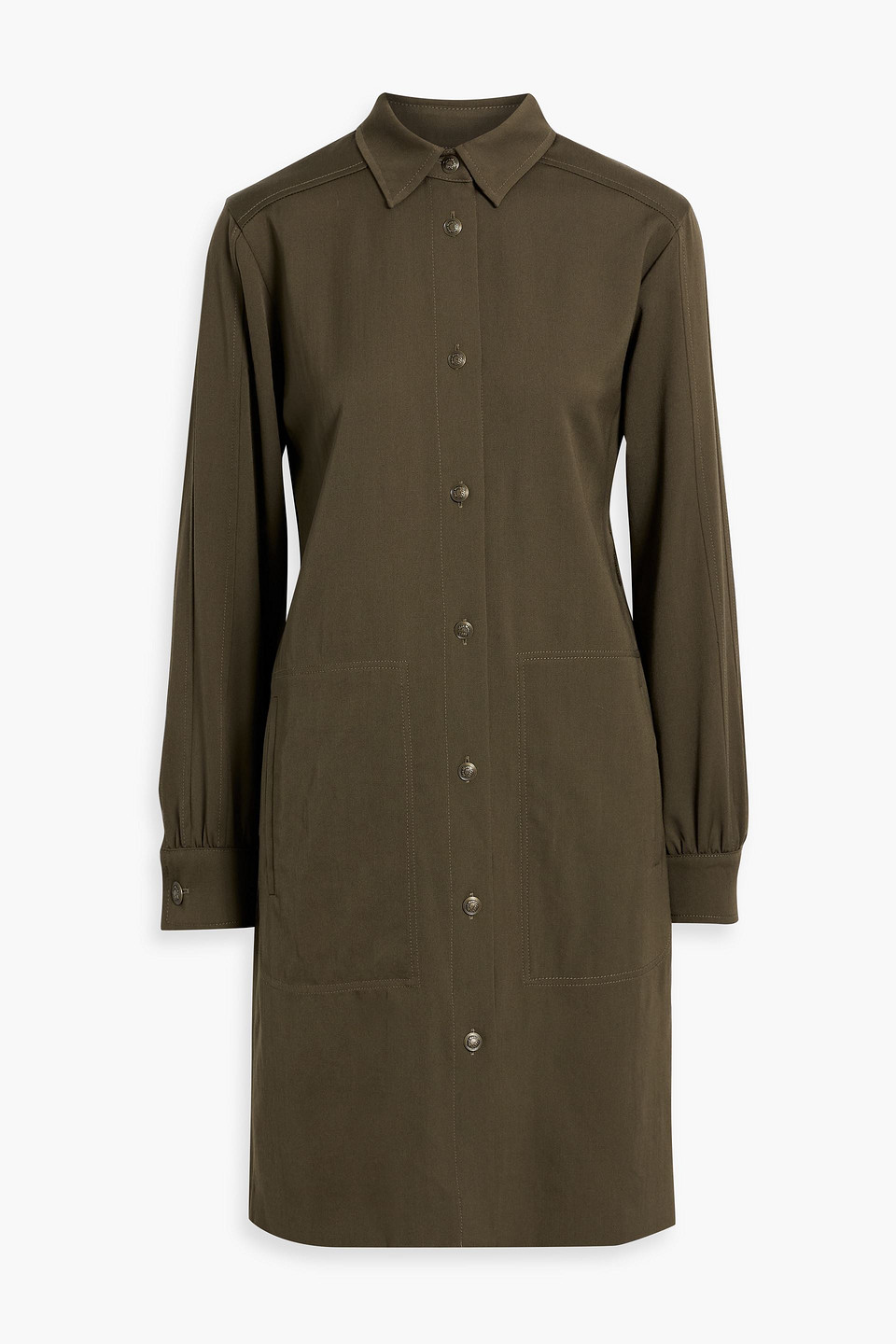 Max Mara Kim Wool-twill Mini Shirt Dress In Green