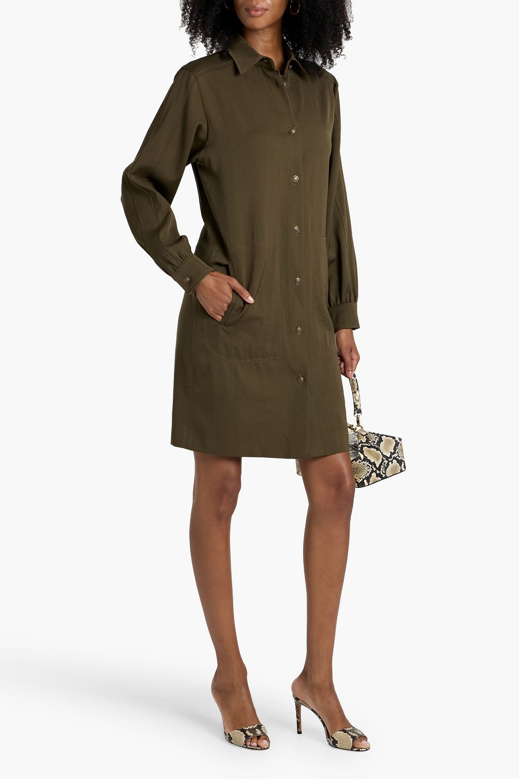 MAX MARA Kim wool-twill mini shirt dress