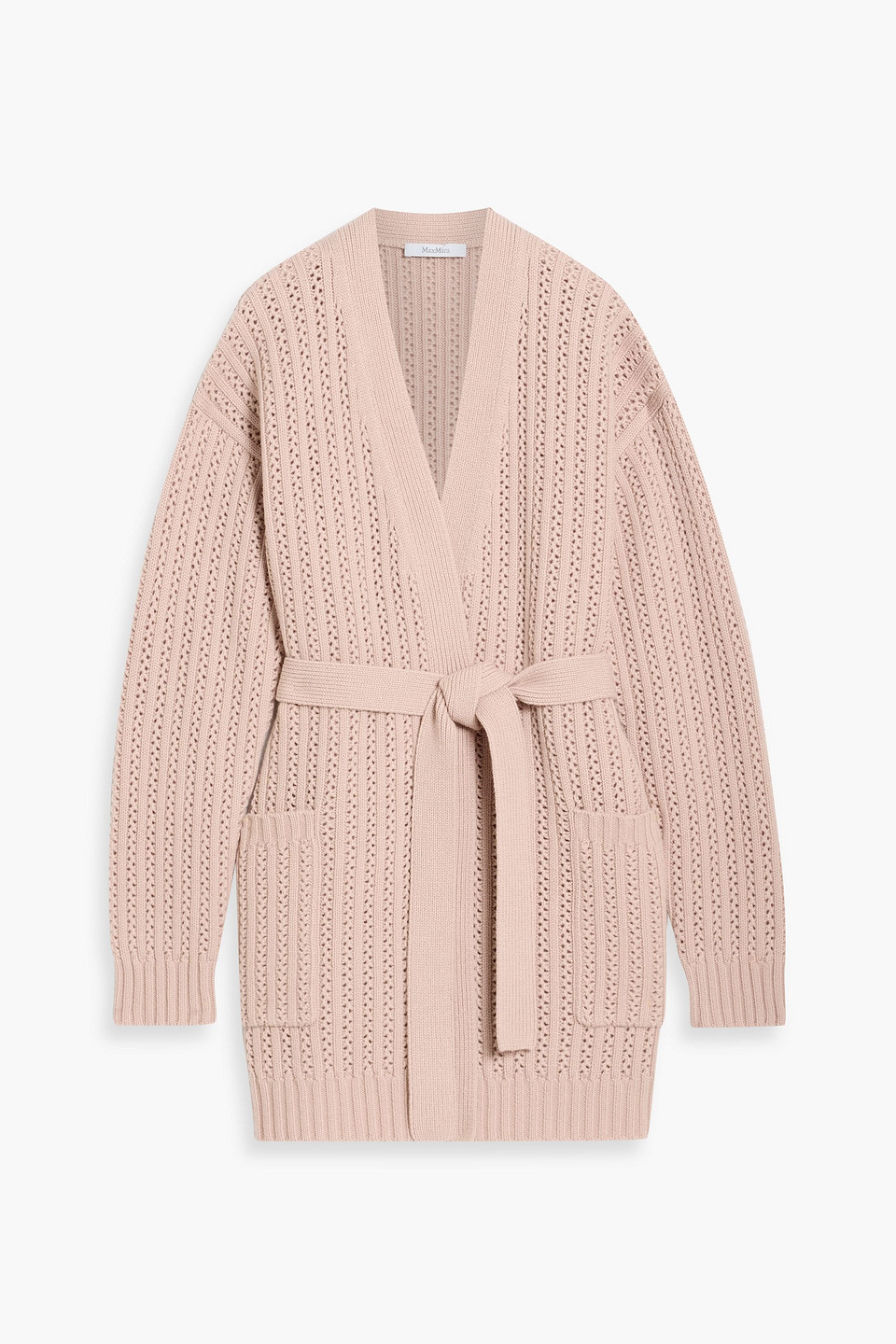 Max Mara Balzac Pointelle-knit Wool And Cashmere-blend Cardigan In Pink