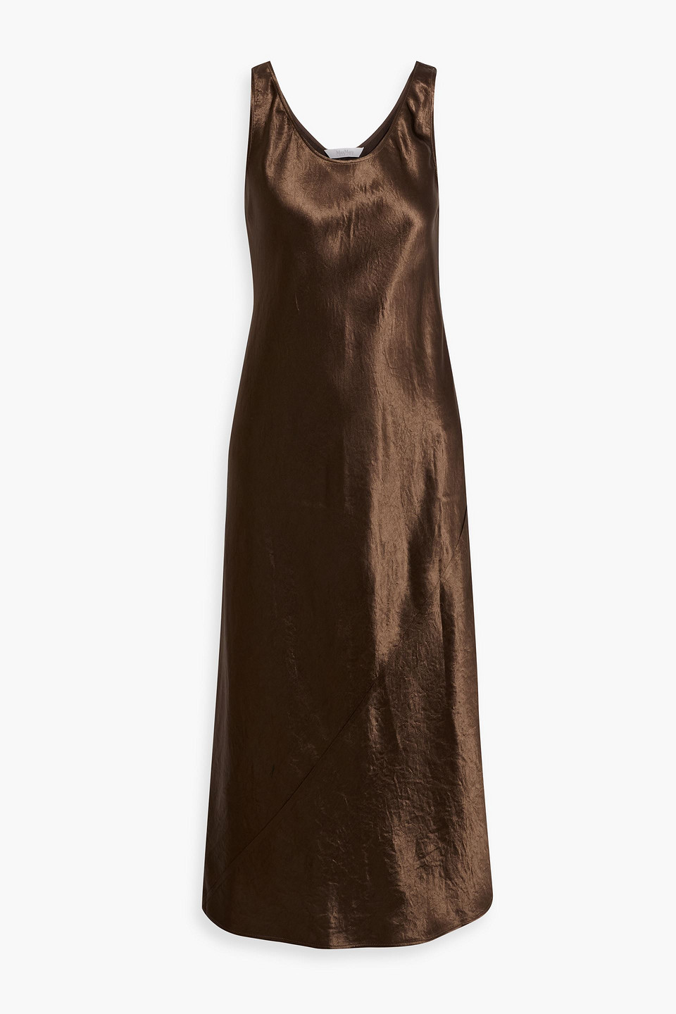 Max Mara Talete Crinkled-satin Midi Dress In Brown