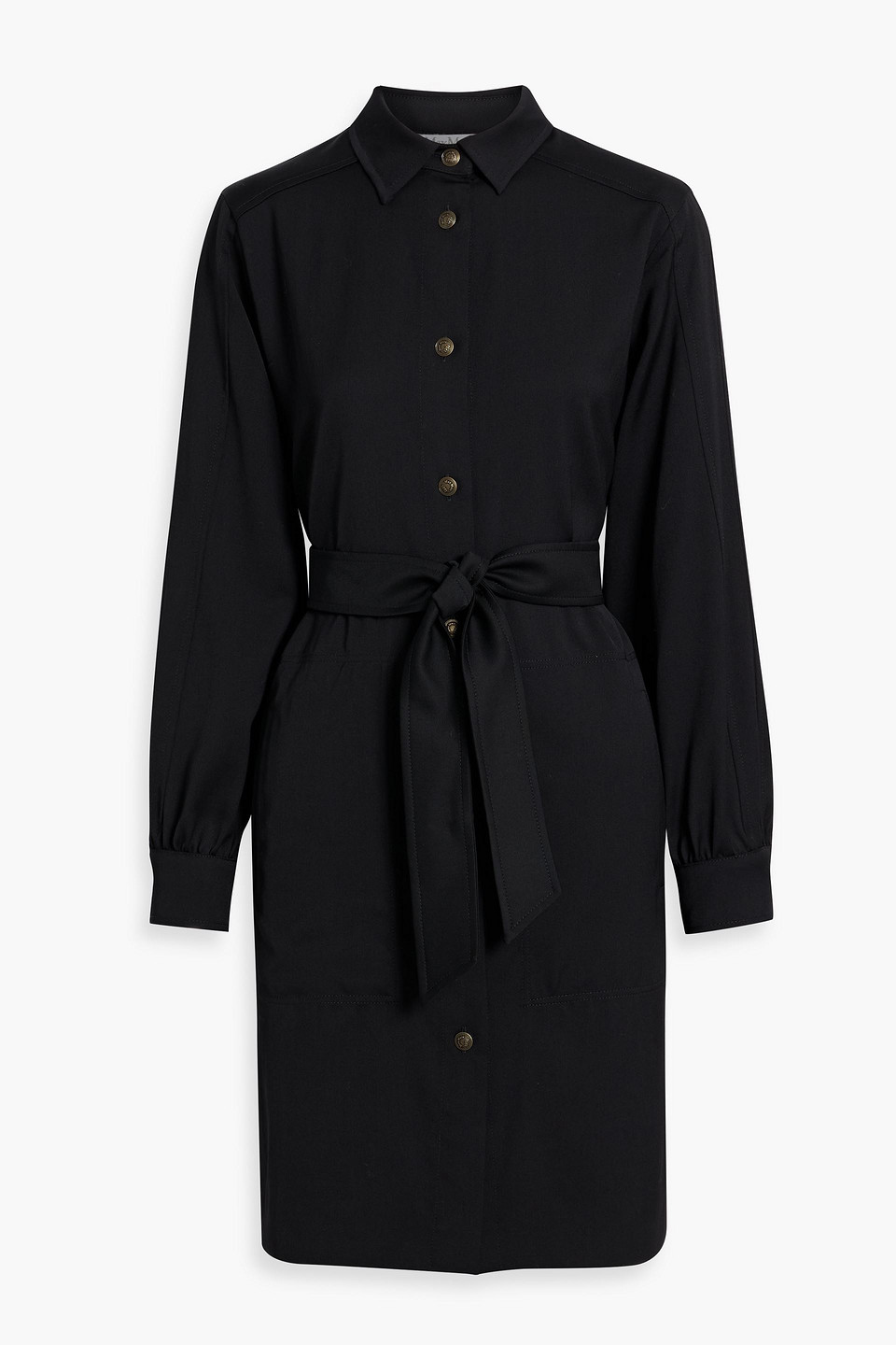 Max Mara Kim Wool-twill Mini Shirt Dress In Black