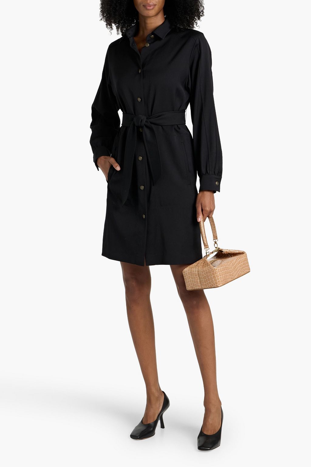 MAX MARA Kim wool-twill mini shirt dress