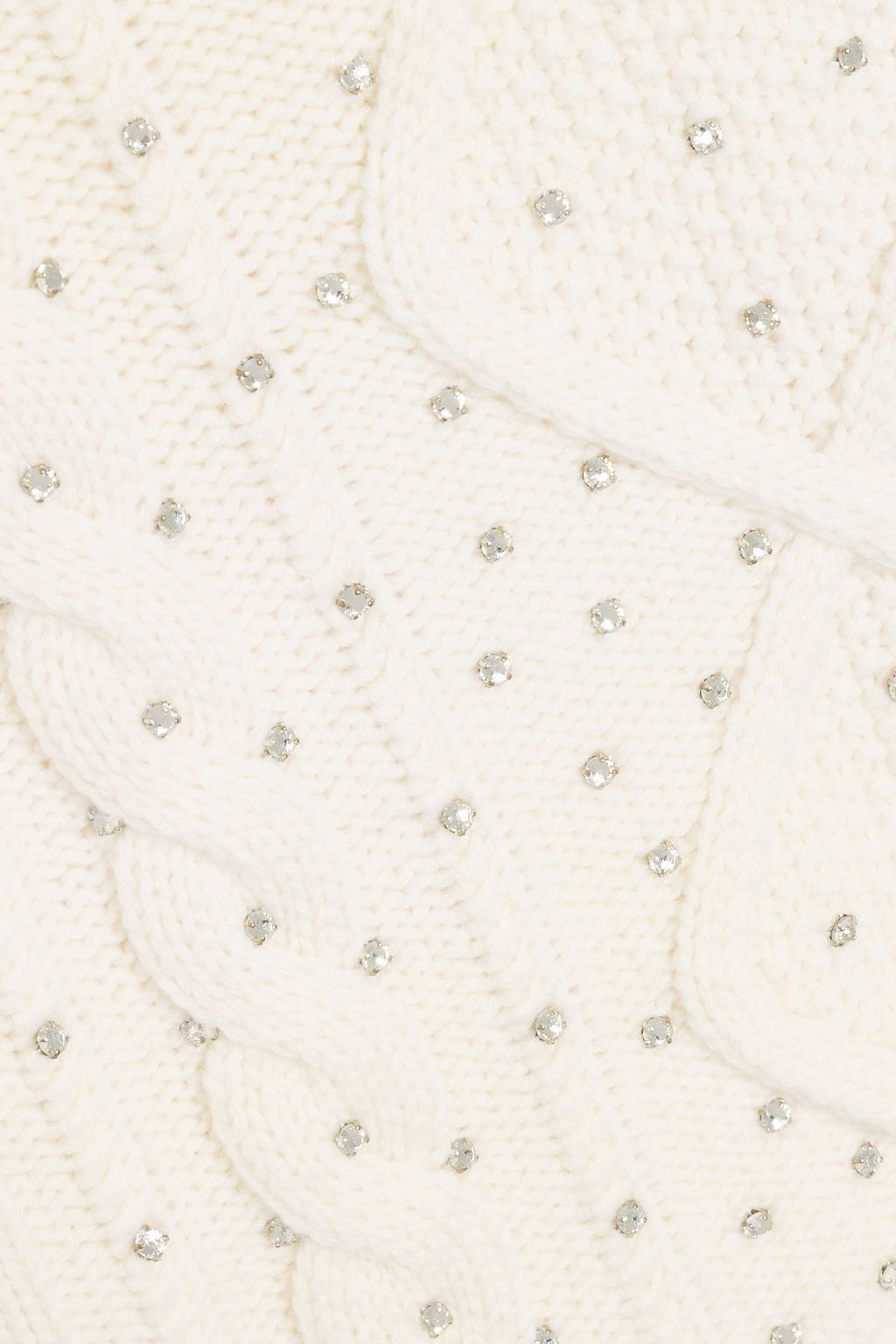 MAX MARA Onde crystal-embellished cable-knit wool and cashmere-blend sweater