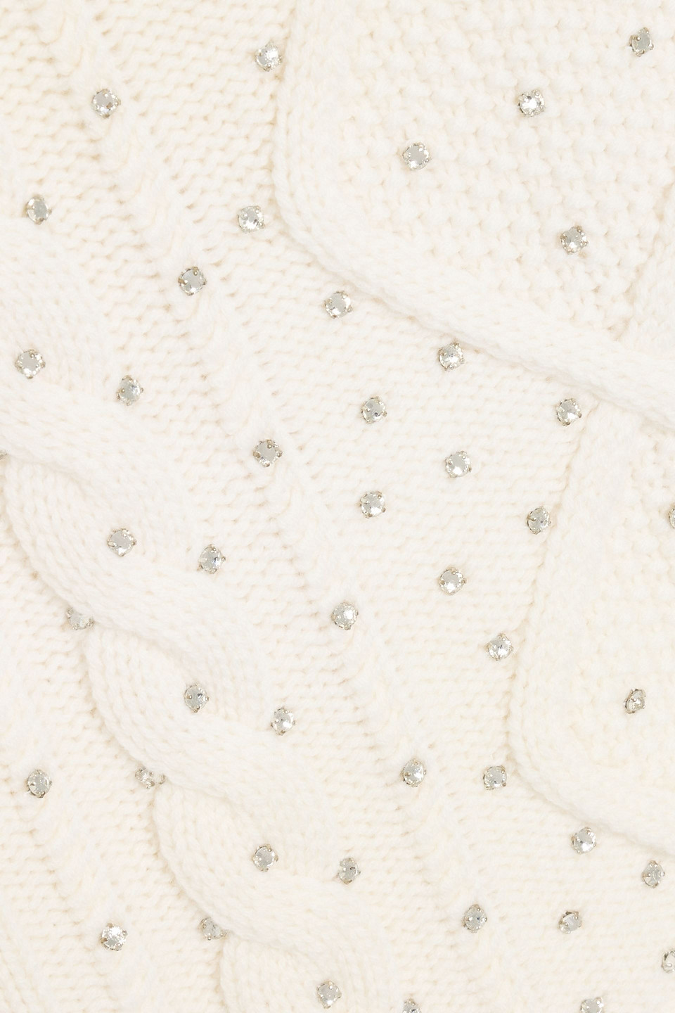 Max Mara Onde Crystal-embellished Cable-knit Wool And Cashmere-blend Sweater In White