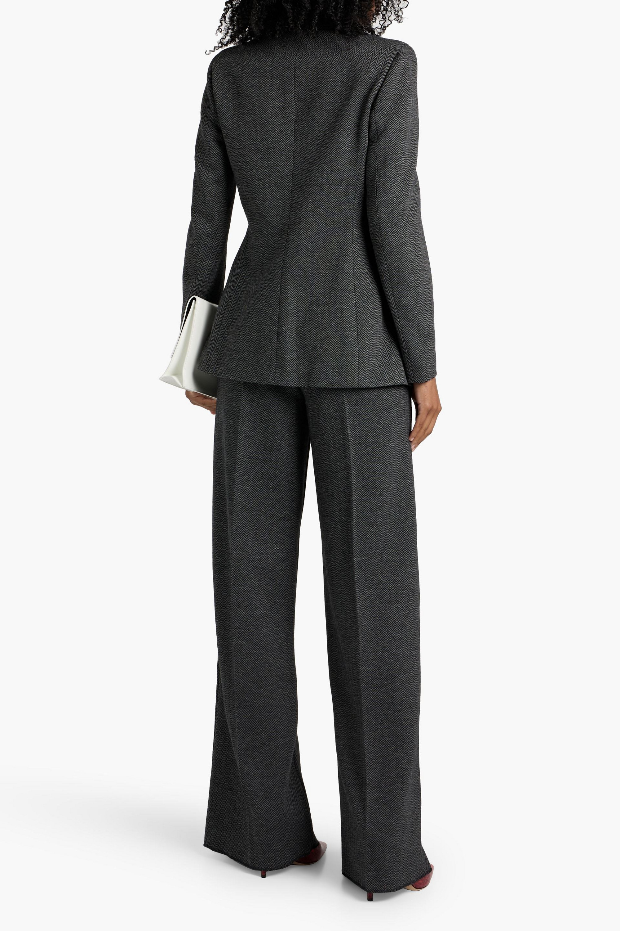 Max Mara Angora herringbone wool-blend wide-leg pants