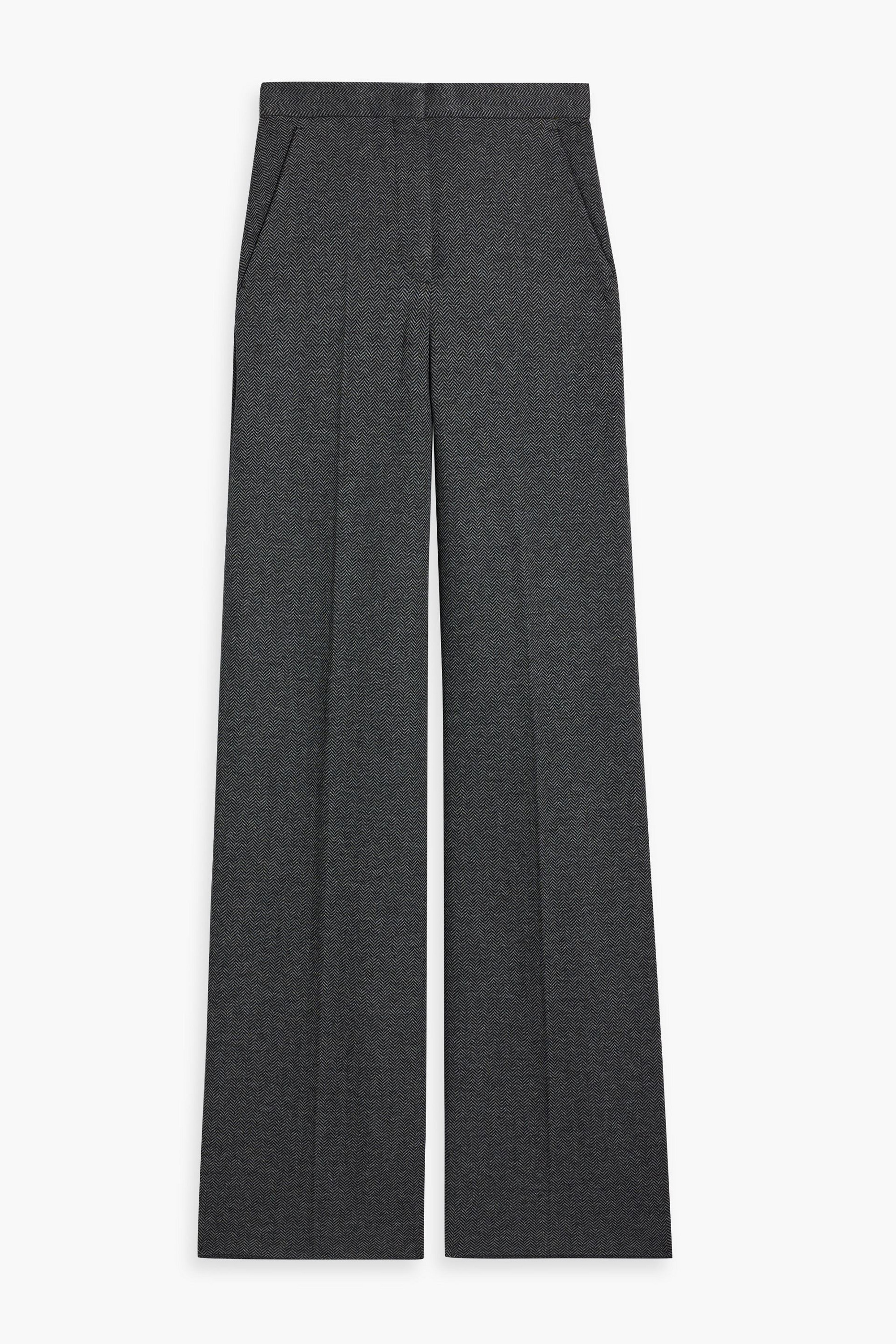 Max Mara Angora herringbone wool-blend wide-leg pants