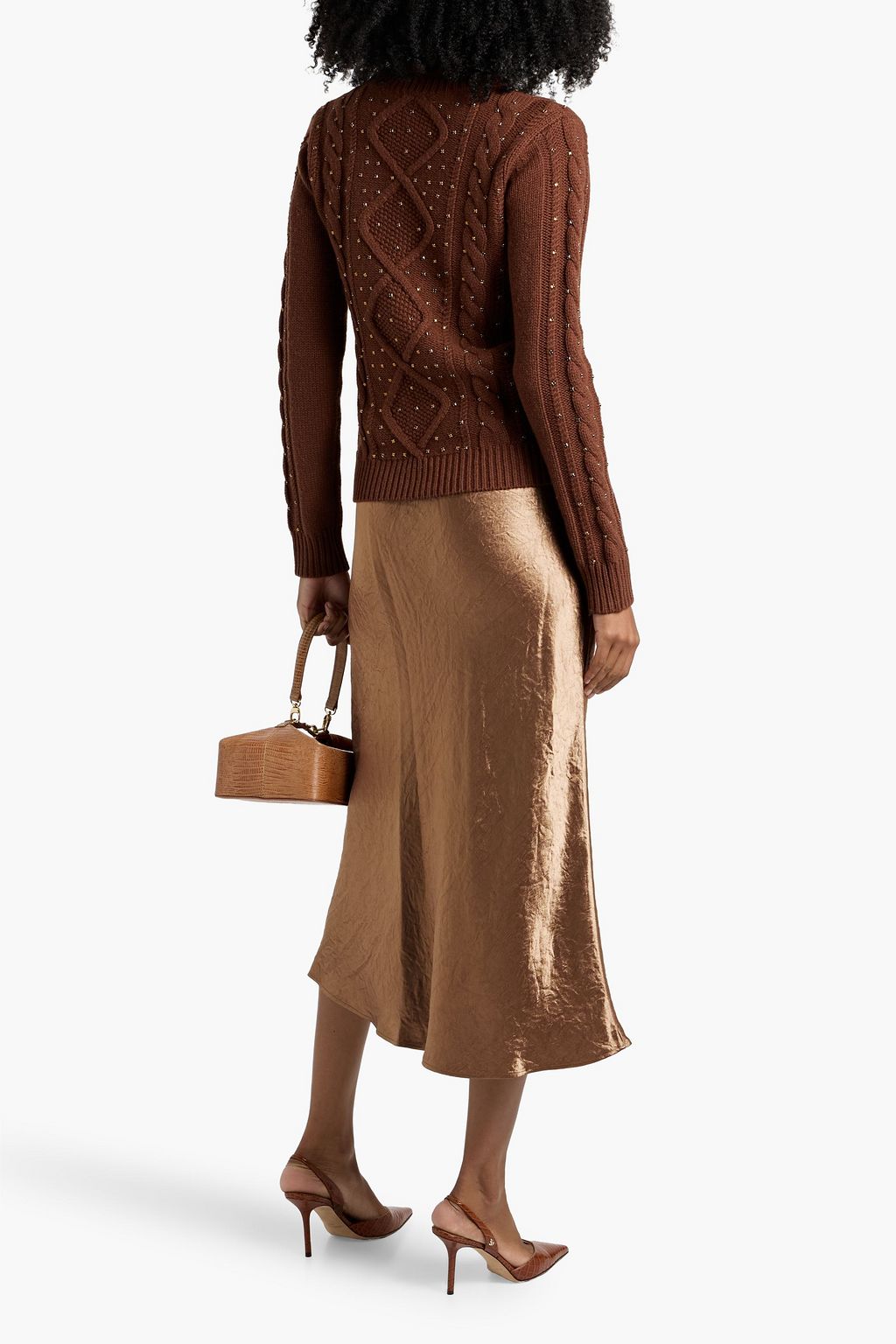 MAX MARA Alessio crinkled-satin midi skirt