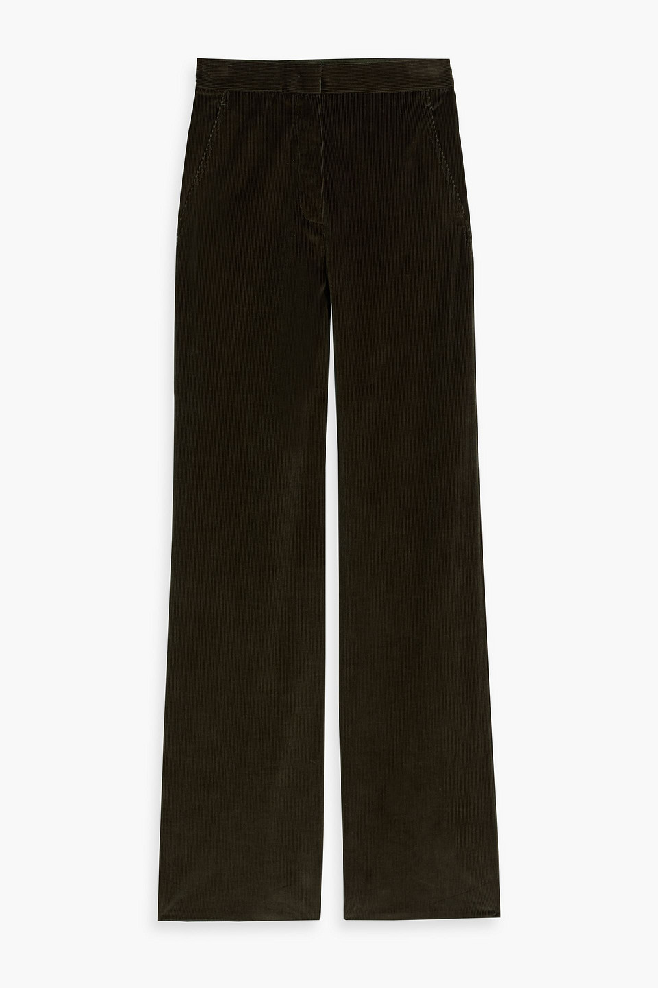 Max Mara Tritone Cotton-blend Corduroy Wide-leg Pants In Green