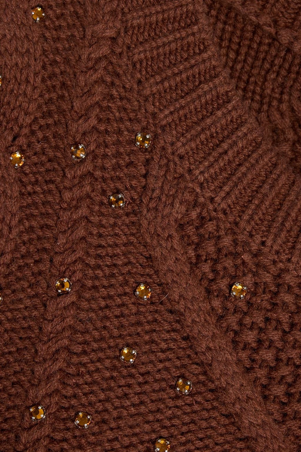MAX MARA Onde crystal-embellished cable-knit wool and cashmere-blend sweater