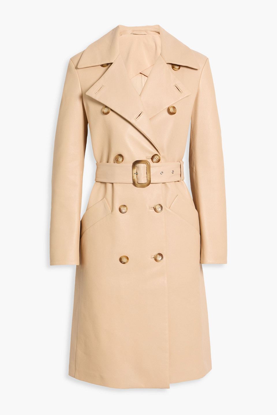 Sportmax Giostra Leather Trench Coat In Nude