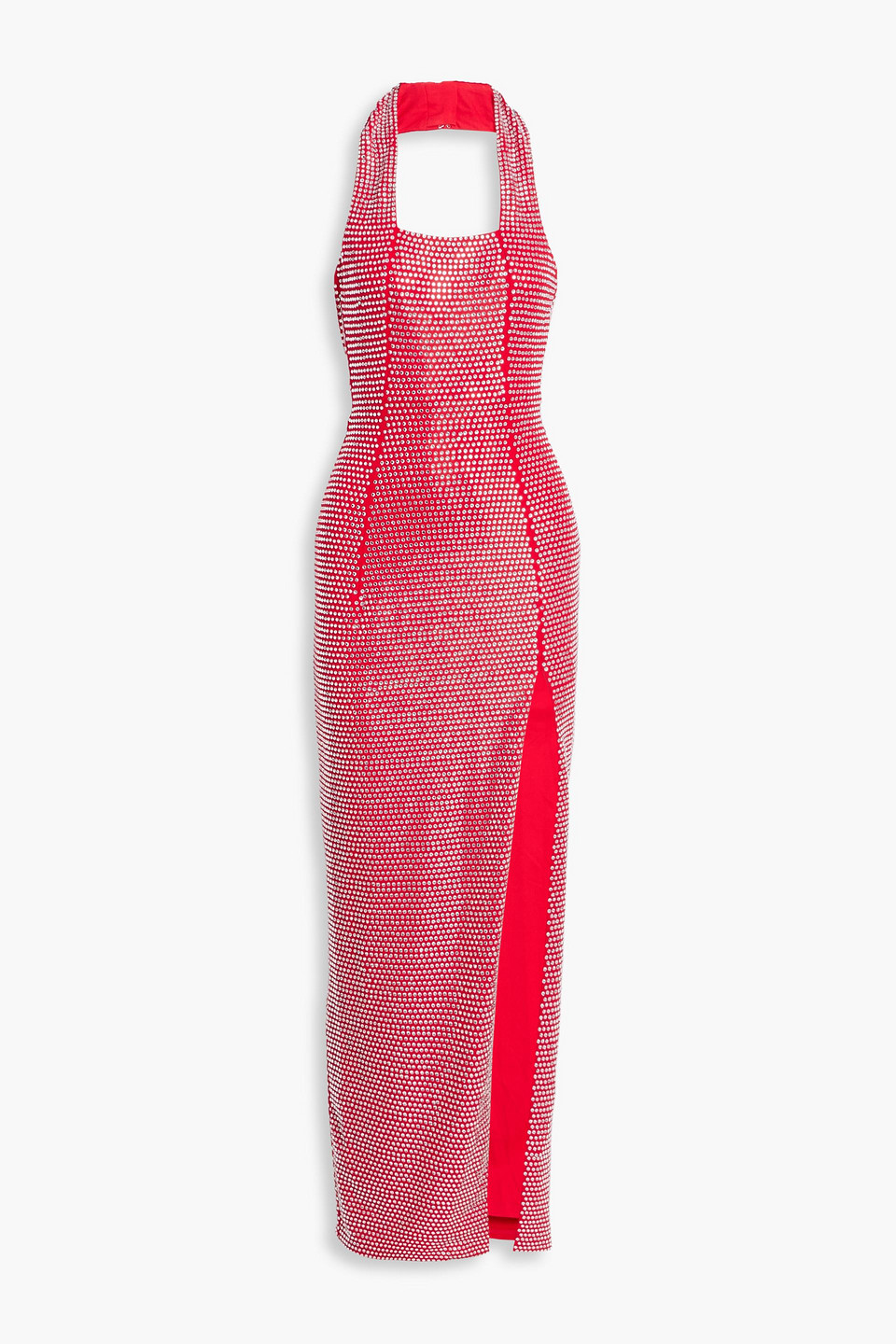 Area Crystal-embellished Stretch-jersey Halterneck Gown In Red