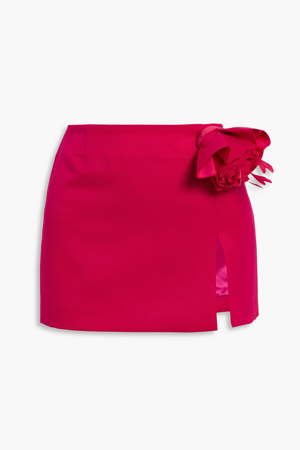Area Floral-appliquéd Wool-twill Mini Skirt In Pink