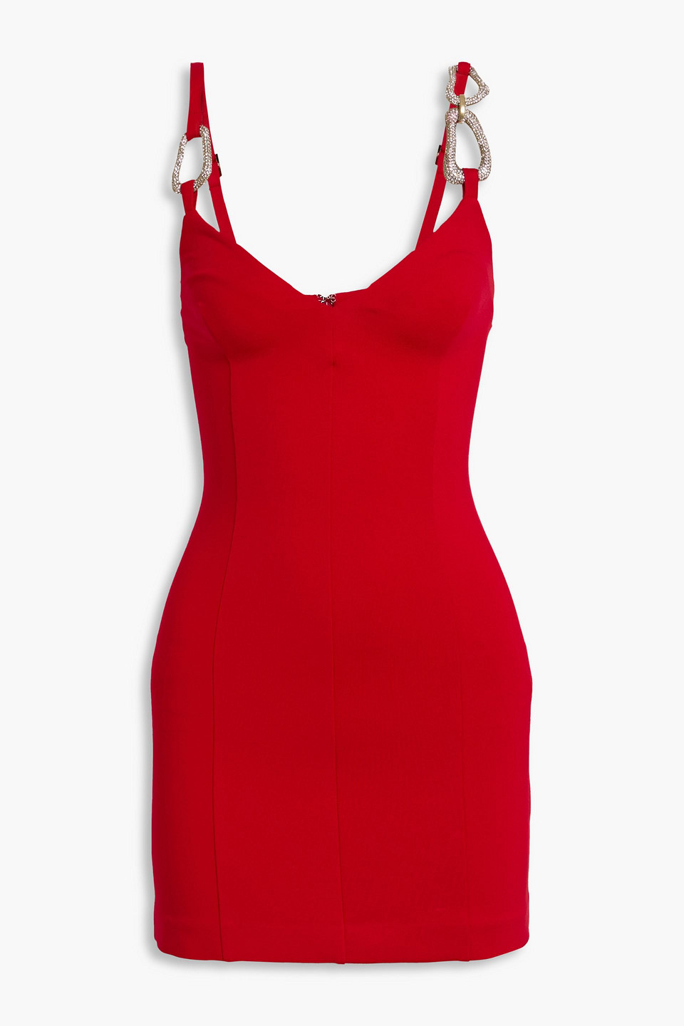 Area Crystal-embellished Ponte Mini Dress In Red
