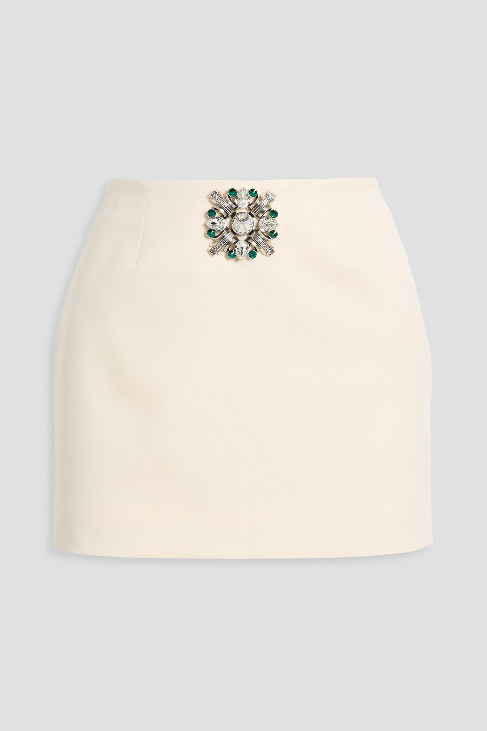 Area Embellished Wool-twill Mini Skirt In Gray