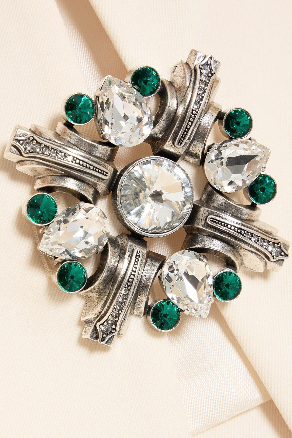 Area Cropped Embellished Wool-twill Jacket In Gray