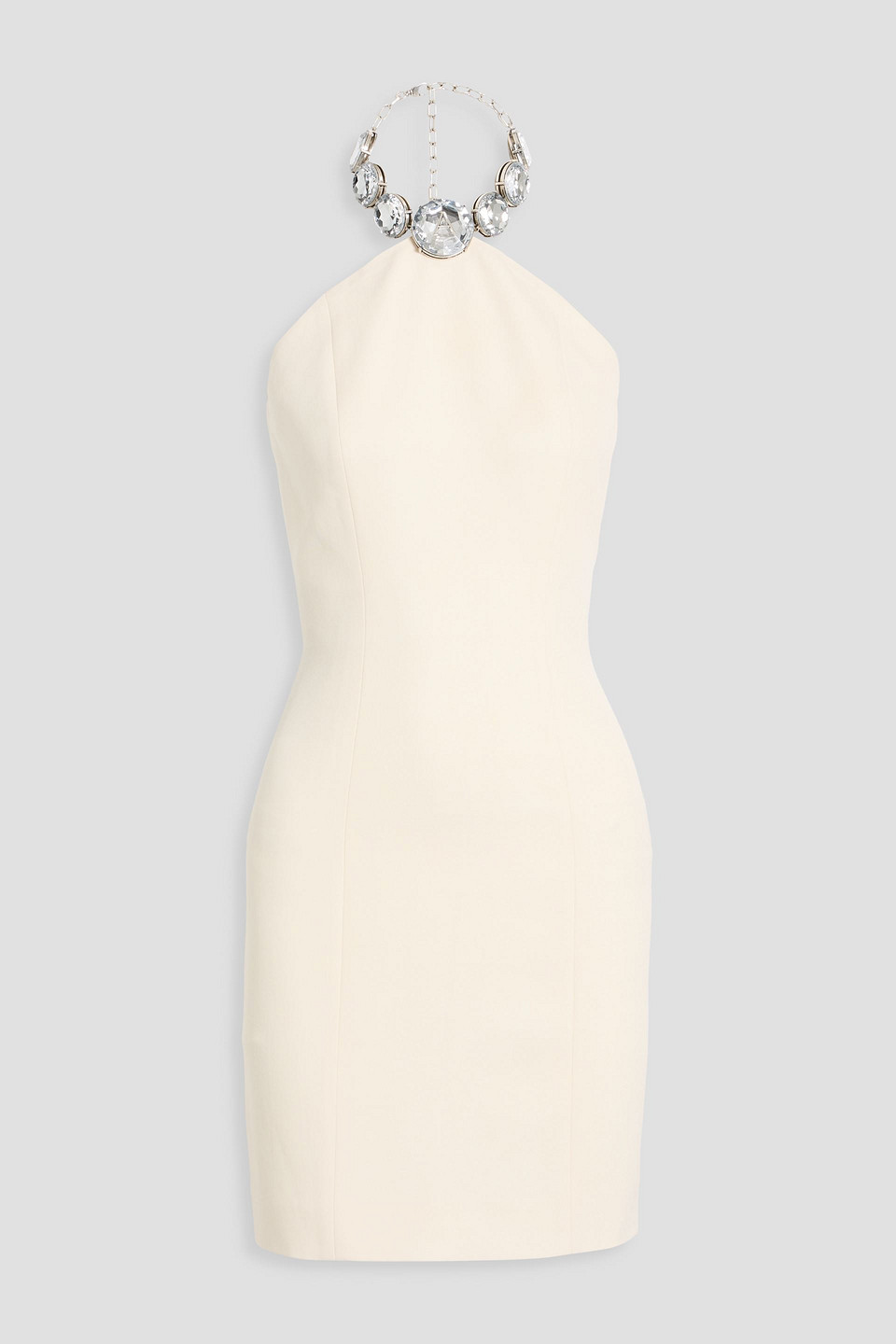 Area Crystal-embellished Wool-twill Halterneck Mini Dress In White