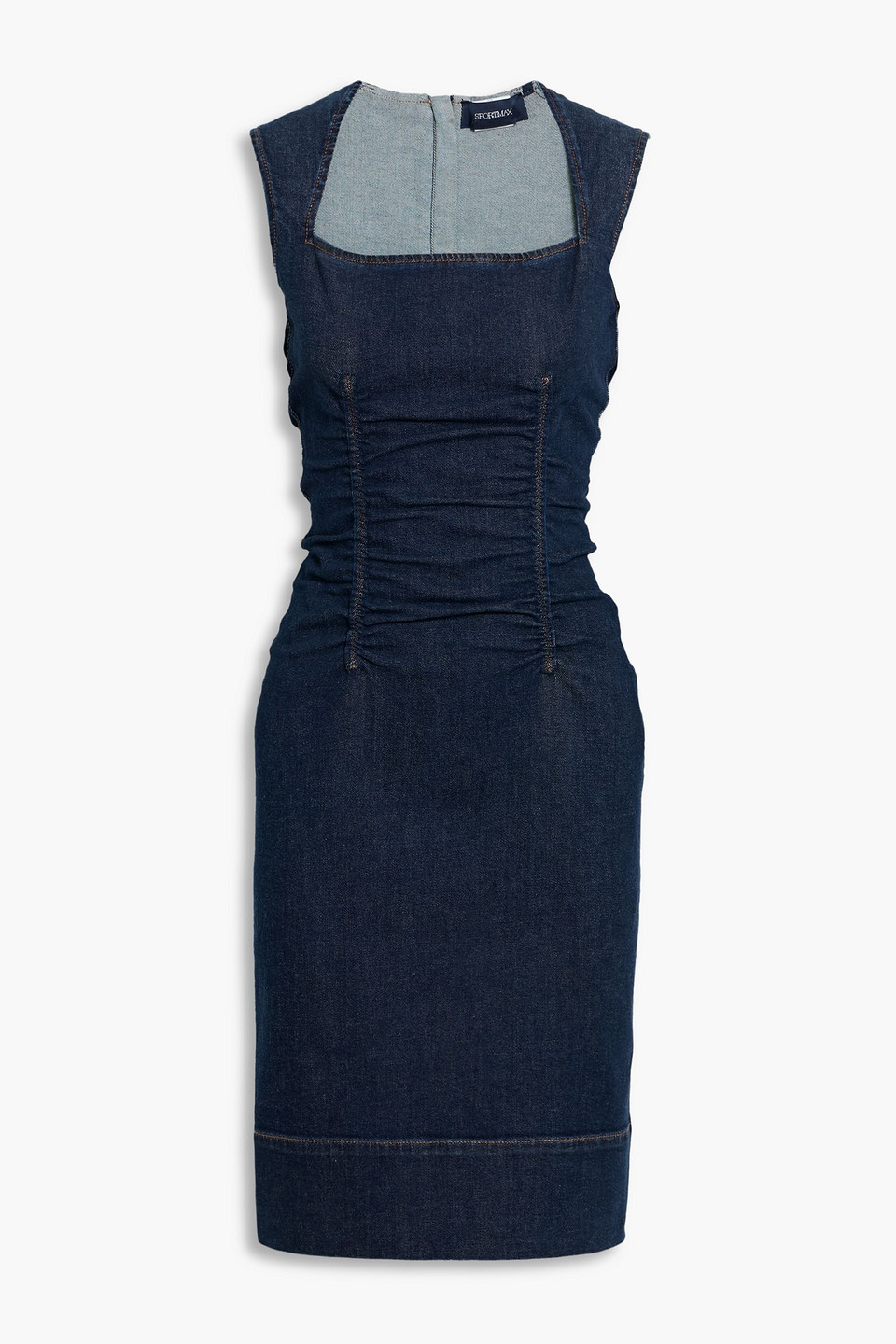 Sportmax Ruched Denim Dress In Blue